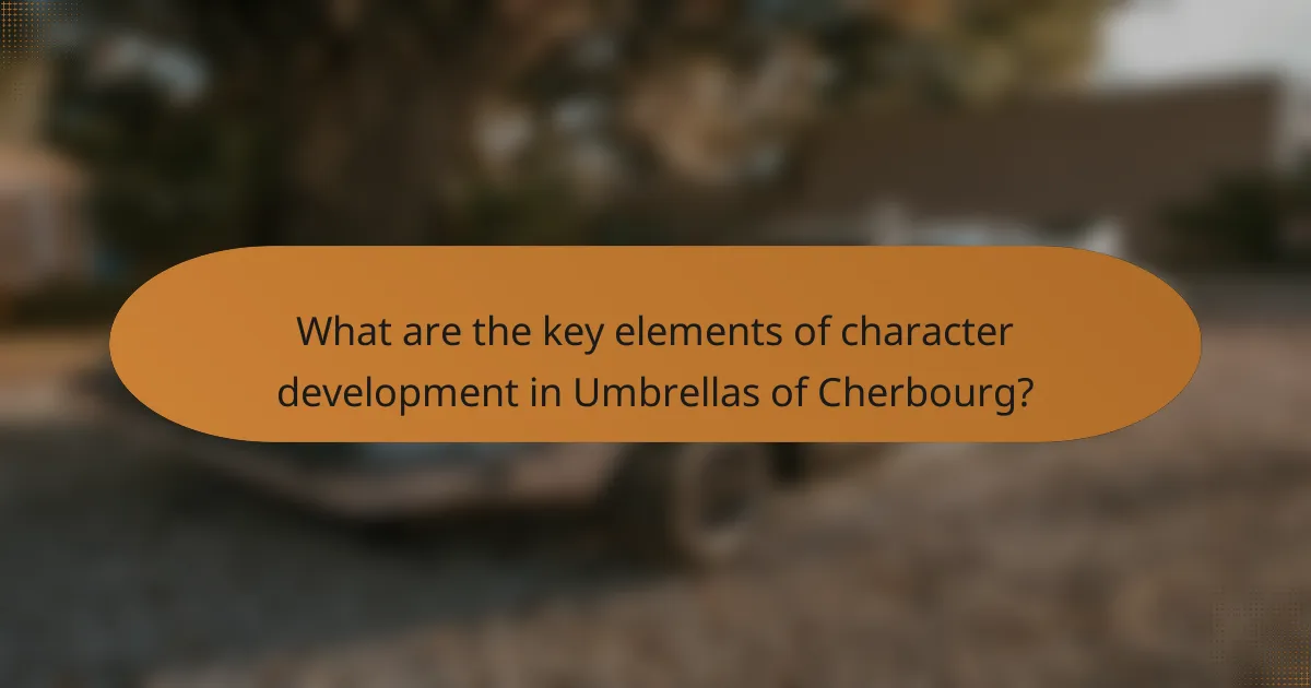 What are the key elements of character development in Umbrellas of Cherbourg?